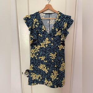 Zara mini blue and yellow floral dress